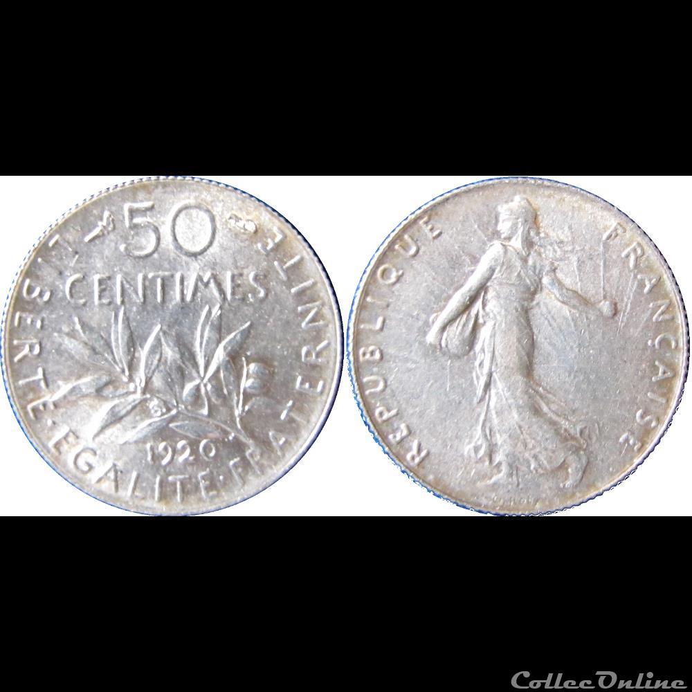 50 centimes Semeuse (Ag) 1920 monnaie france moderne 50 centimes semeuse ag 1920