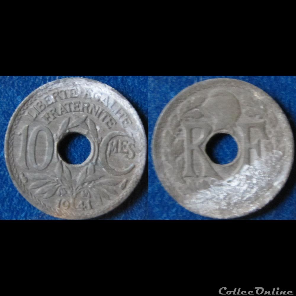 10 centimes Lindauer (non souligné, sans points) 1941 monnaie france moderne 10 centimes lindauer non souligne sans points 1941
