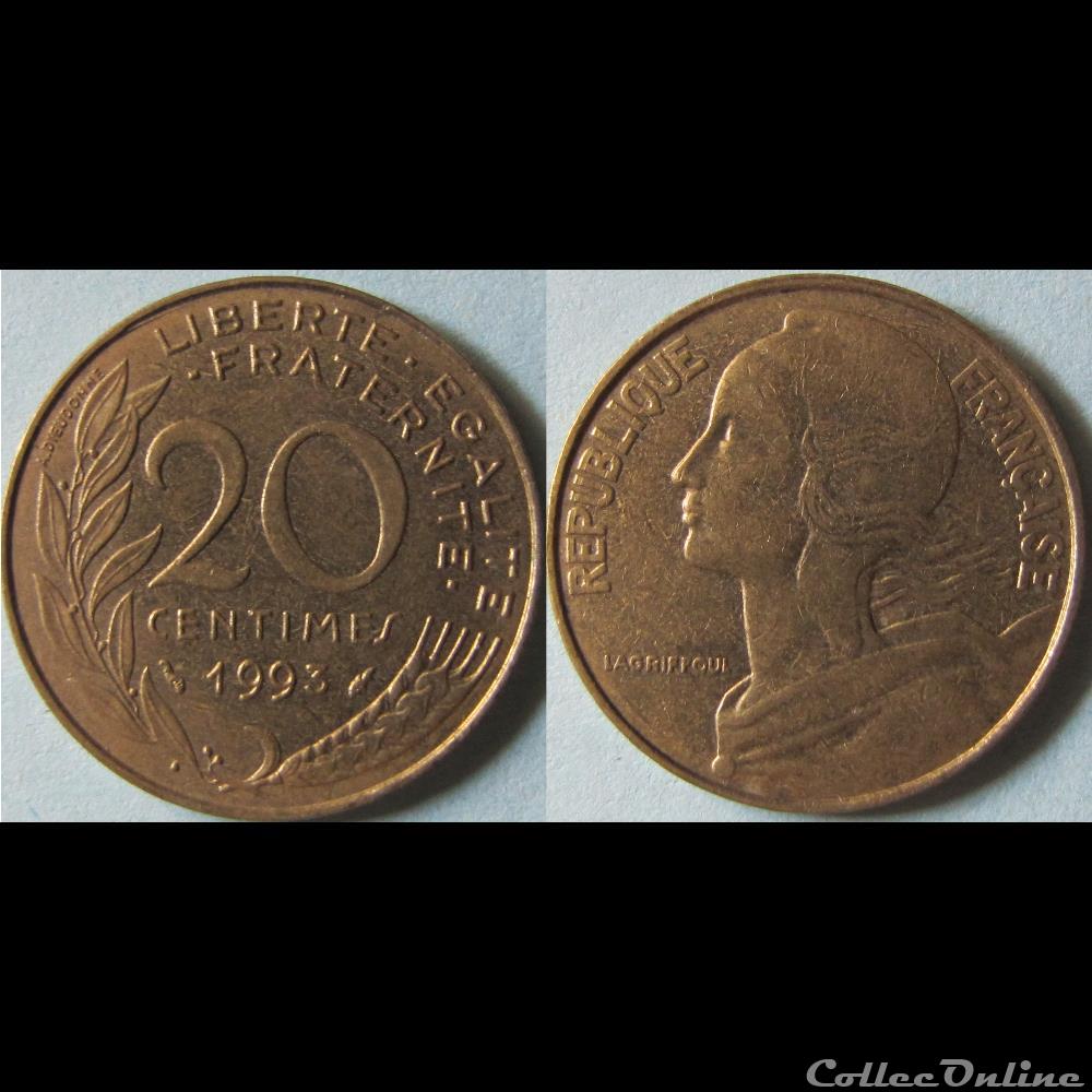 monnaie france moderne 20 centimes marianne 1993