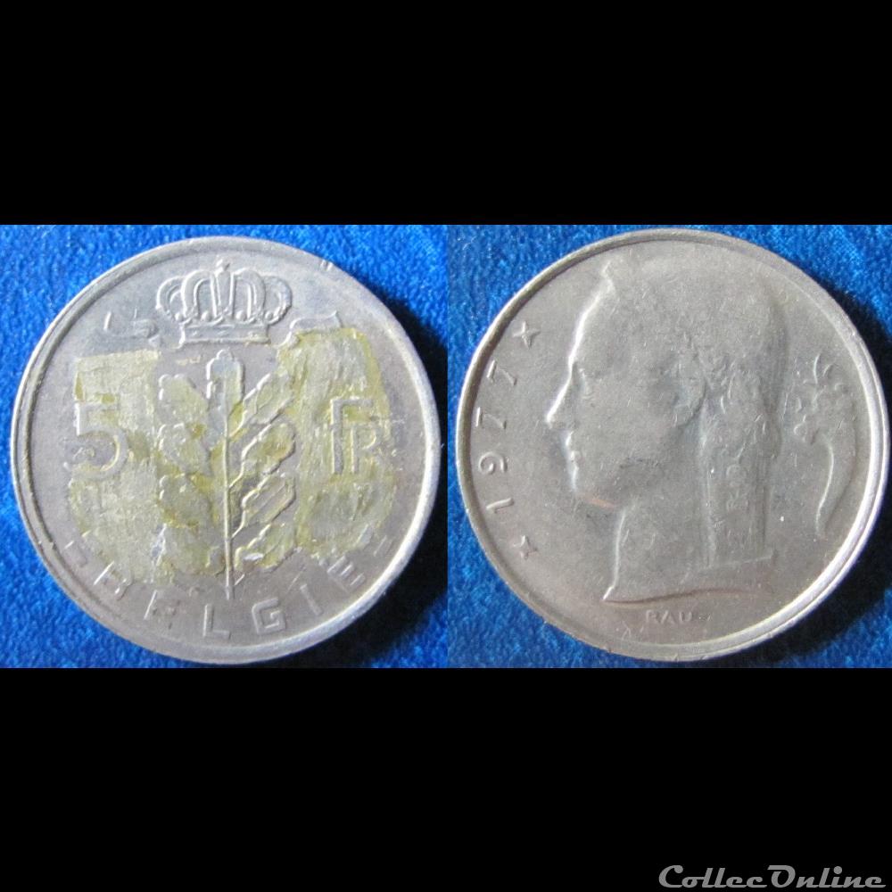 5 francs (type Cérès, nr) 1977 monnaie monde belgique 5 francs type ceres nr 1977