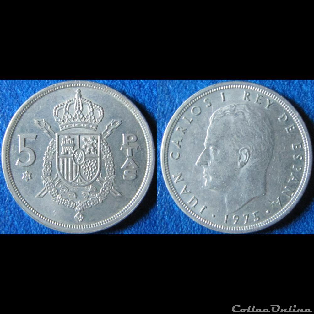 5 pesetas Juan Carlos I (étoile, 78) 1975 monnaie monde espagne 5 pesetas juan carlos i etoile 78 1975