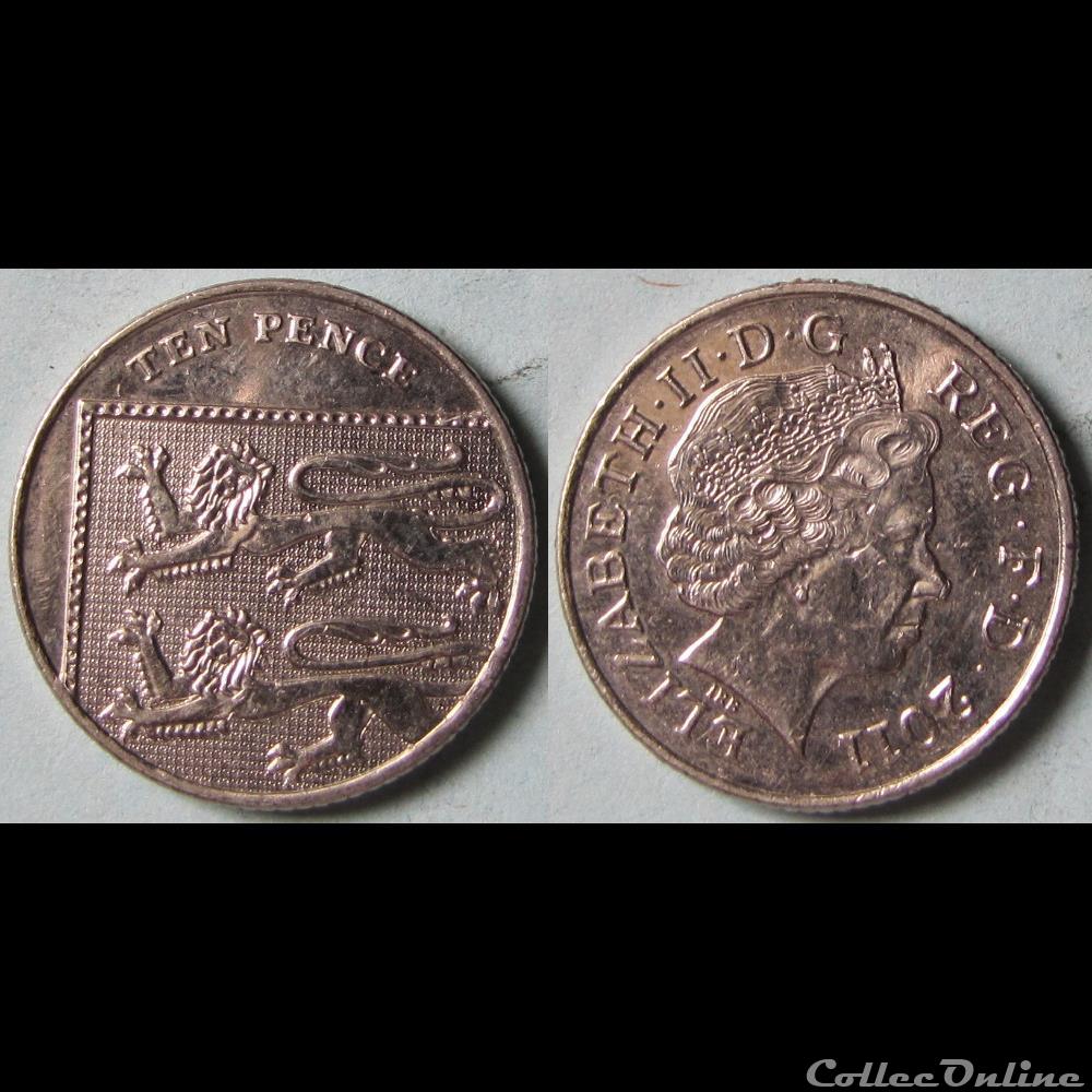 10 pence Elizabeth II (4ème effigie, type blason, acier plaqué) 2011 monnaie monde royaume uni 10 pence elizabeth ii 4eme effigie type blason acier plaque 2011