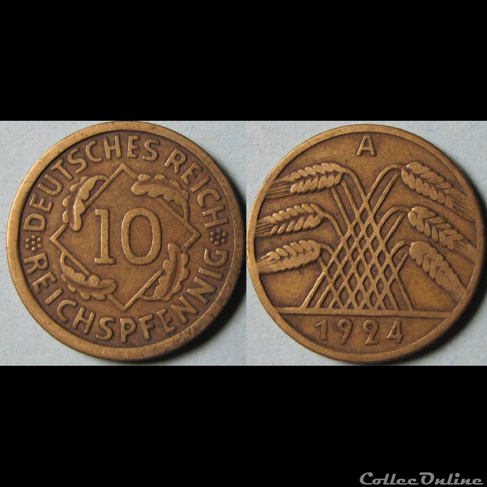 10 reichspfennig 1924 A monnaie monde allemagne 10 reichspfennig 1924 a