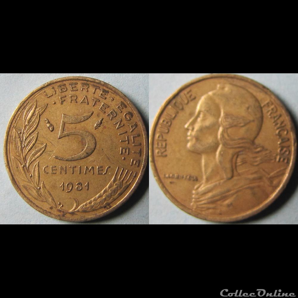 monnaie france moderne 5 centimes marianne 1981