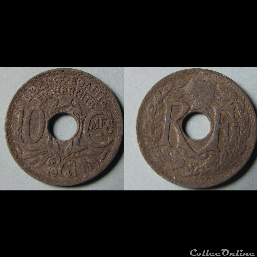 10 centimes LINDAUER, zinc, cmes souligné 1941 monnaie france moderne 10 centimes lindauer zinc cmes souligne 1941