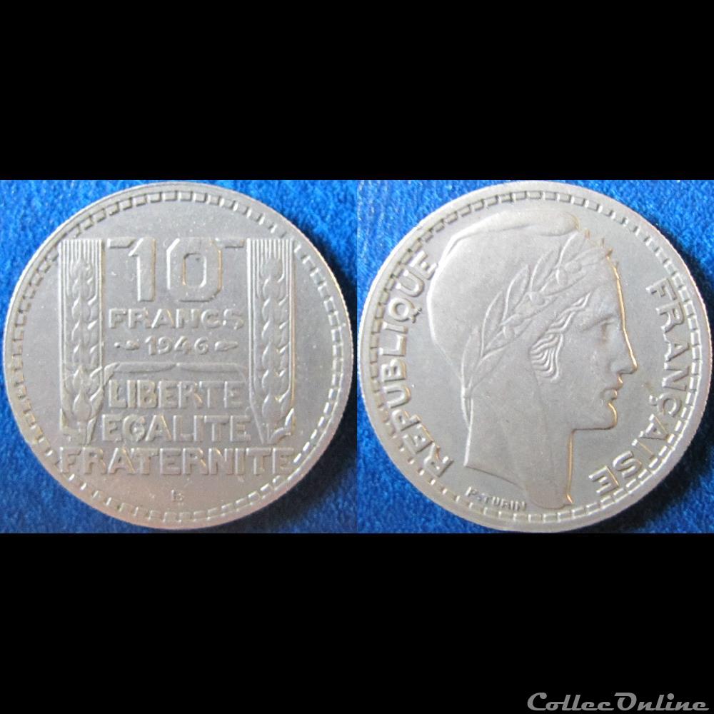 10 francs Turin (grosse tête, rameaux courts) 1946 B monnaie france moderne 10 francs turin grosse tete rameaux courts 1946 b