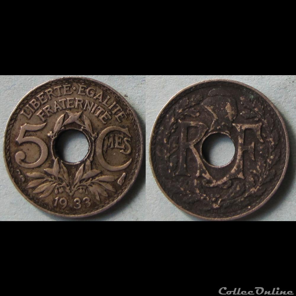 5 centimes Lindauer 1933 monnaie france moderne 5 centimes lindauer 1933