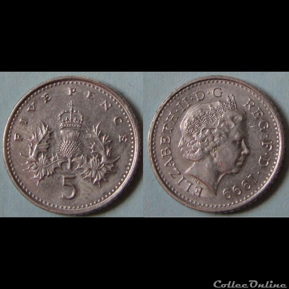 5 pence Elizabeth II (4ème effigie) 1999 monnaie monde royaume uni 5 pence elizabeth ii 4eme effigie 1999