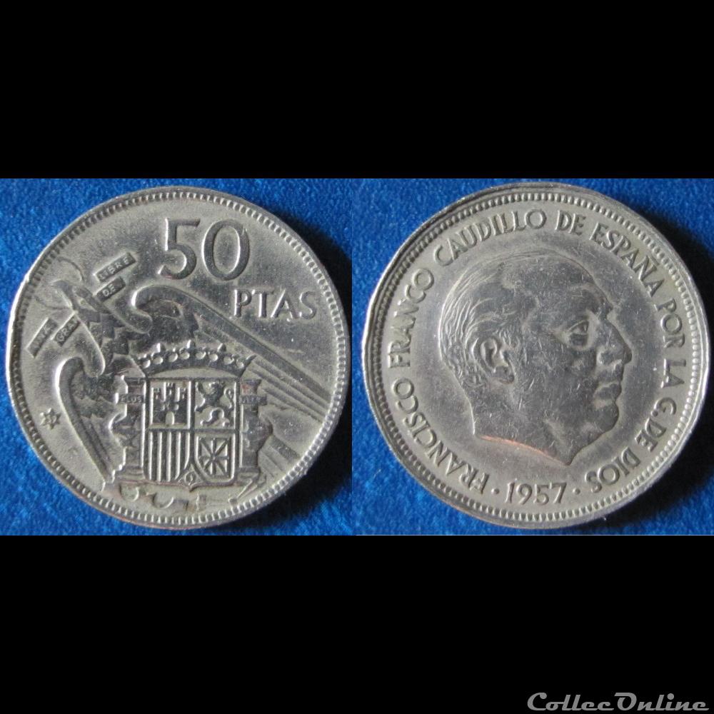 50 pesetas Franco 1957 (59) monnaie monde espagne 50 pesetas franco 1957 59