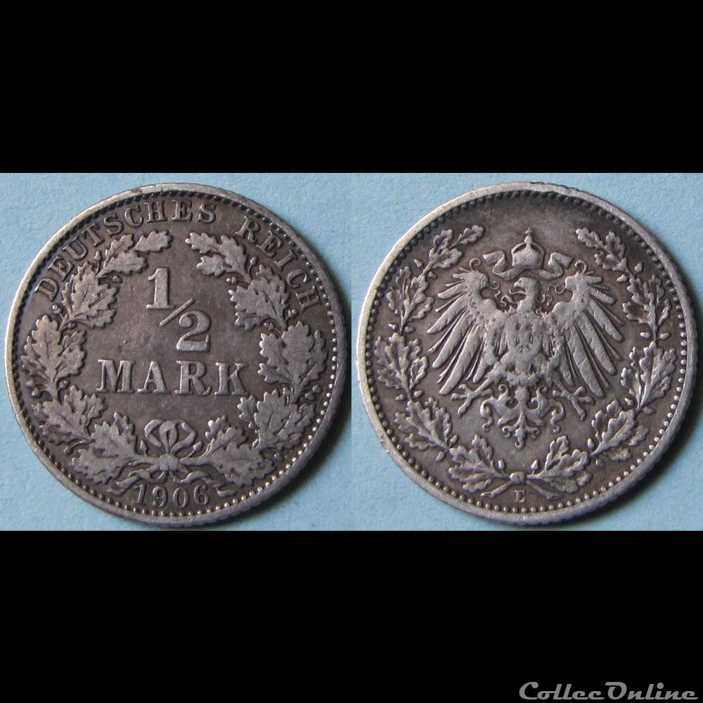 1/2 mark Wilhelm II (type 2, grand aigle) 1906 E monnaie monde allemagne 1 2 mark wilhelm ii type 2 grand aigle 1906 e