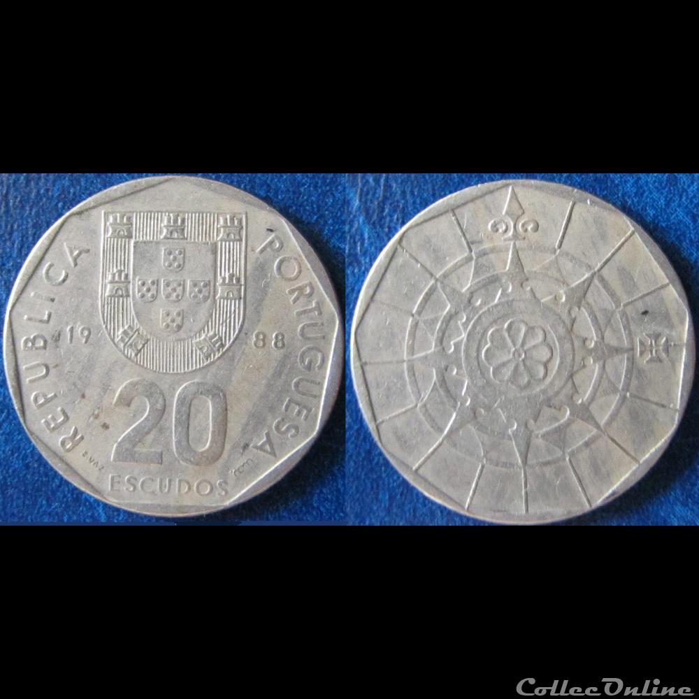 monnaie monde portugal 20 escudos 1988