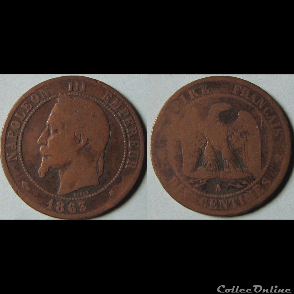 10 centimes NAPOLEON III (tête laurée) 1863 monnaie france moderne 10 centimes napoleon iii tete lauree 1863