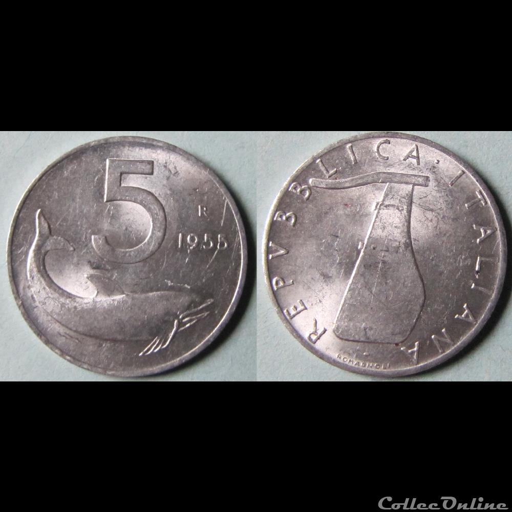 5 lires 1955 monnaie monde italie 5 lires 1955