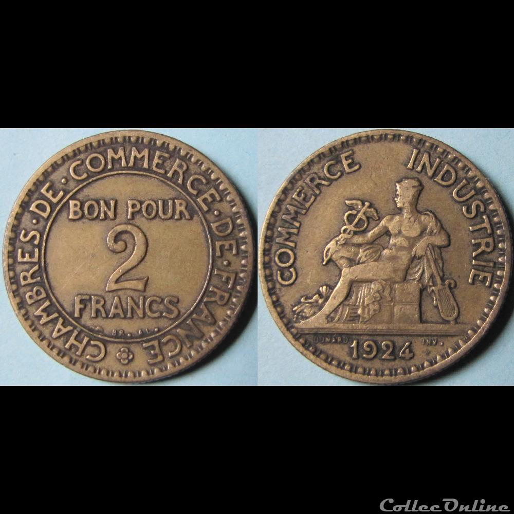 2 francs Chambres de commerce de France (4 ouvert) 1924 monnaie moderne 2 francs chambres de commerce de france 4 ouvert 1924