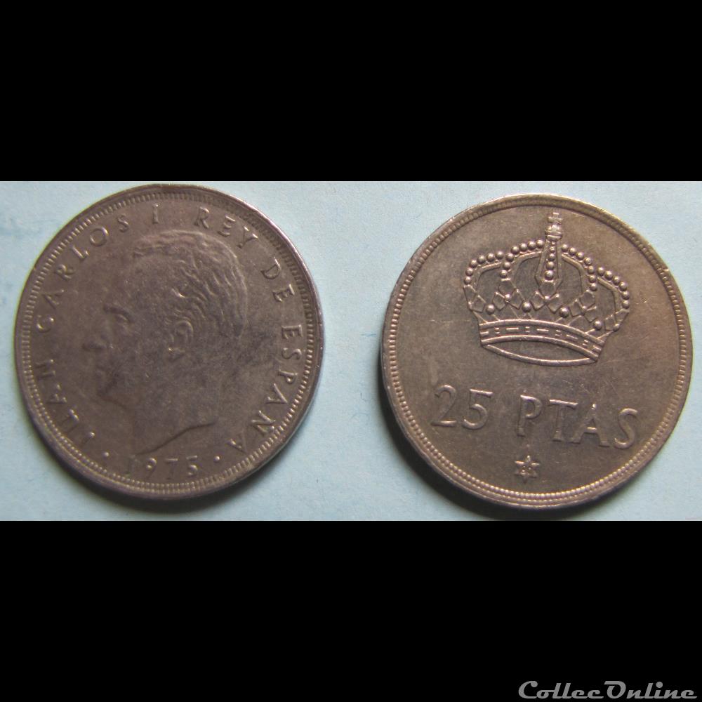 monnaie monde espagne 25 pesetas juan carlos i etoile 1975
