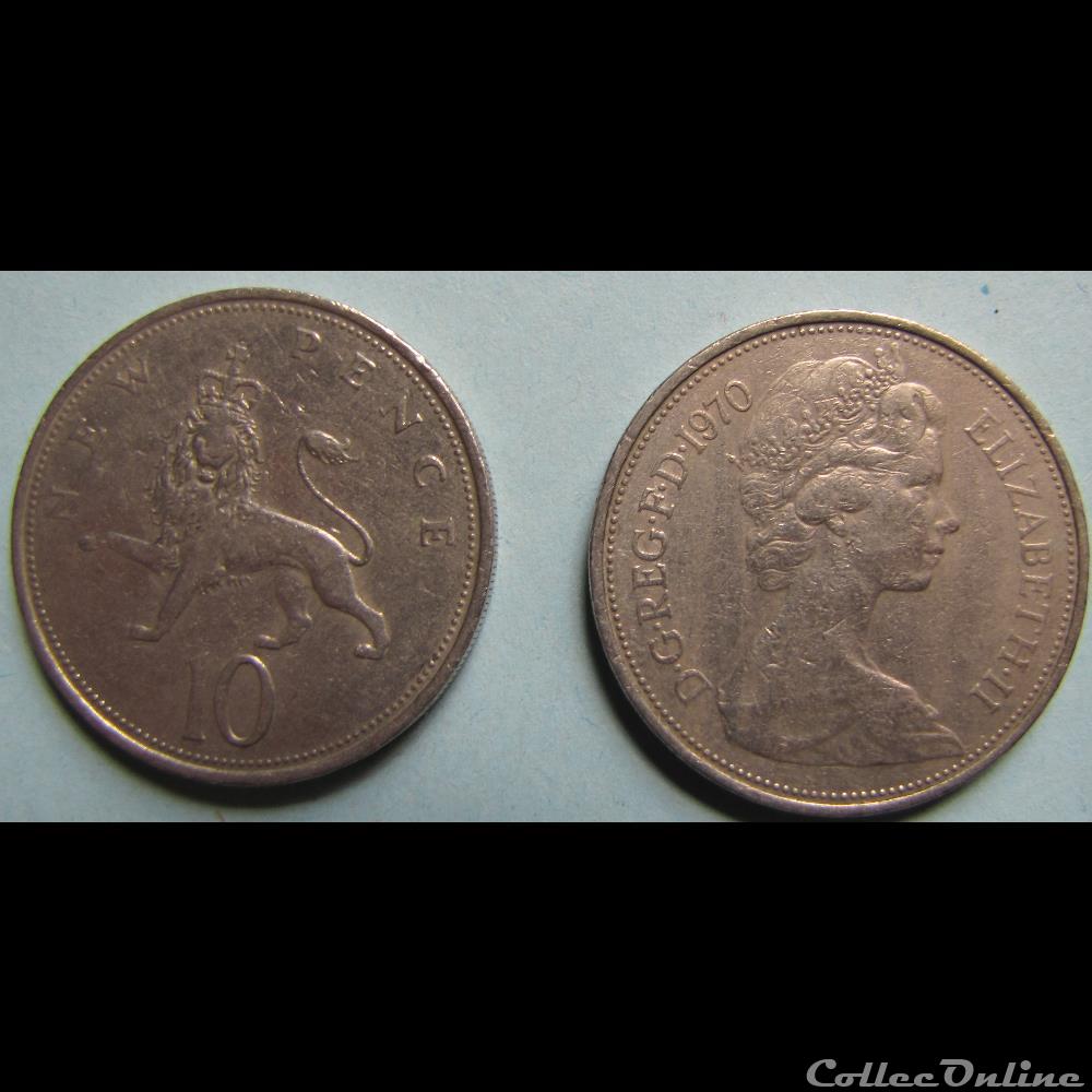 10 new pence Elizabeth II (2ème effigie) 1970 monnaie monde royaume uni 10 new pence elizabeth ii 2eme effigie 1970