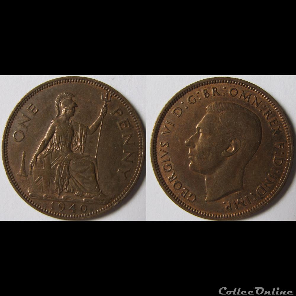1 penny George VI (avec "IND:IMP.") 1940 monnaie monde royaume uni 1 penny george vi avec ind imp 1940