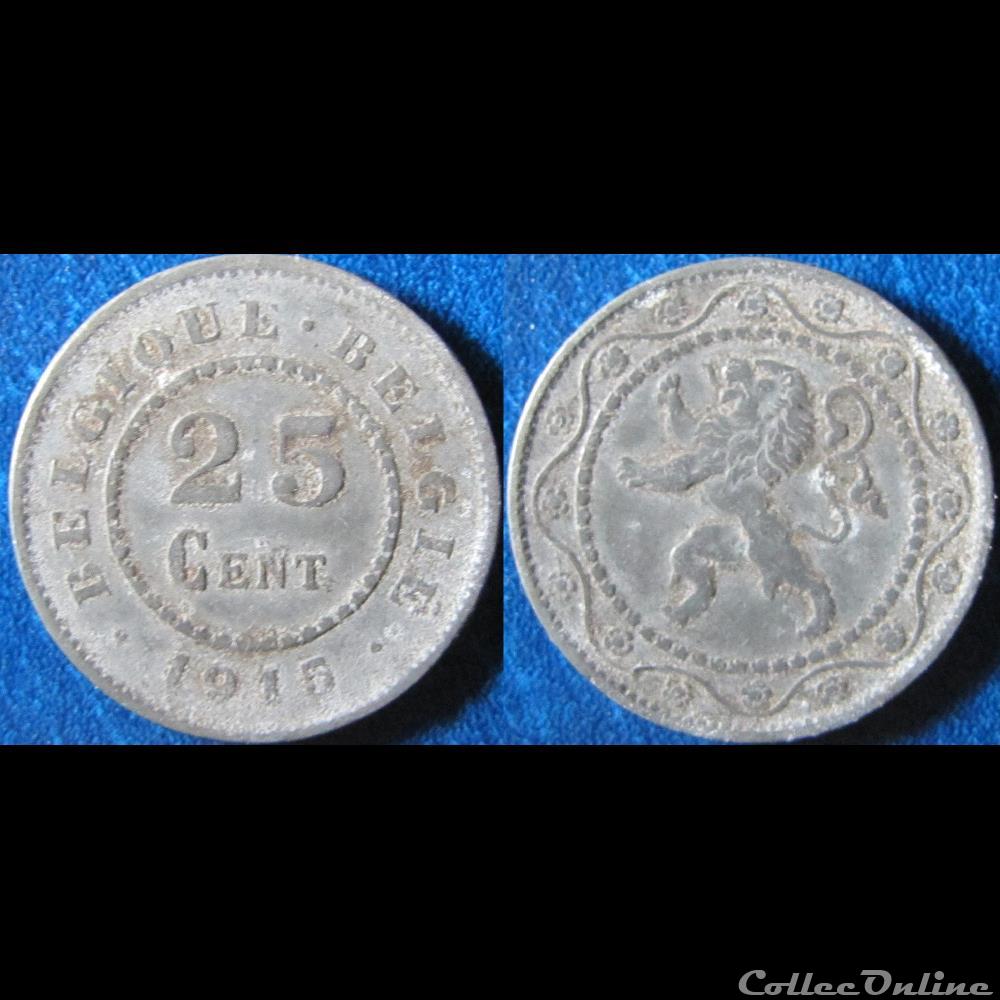 monnaie monde belgique 25 centimes albert ier occupation 1915