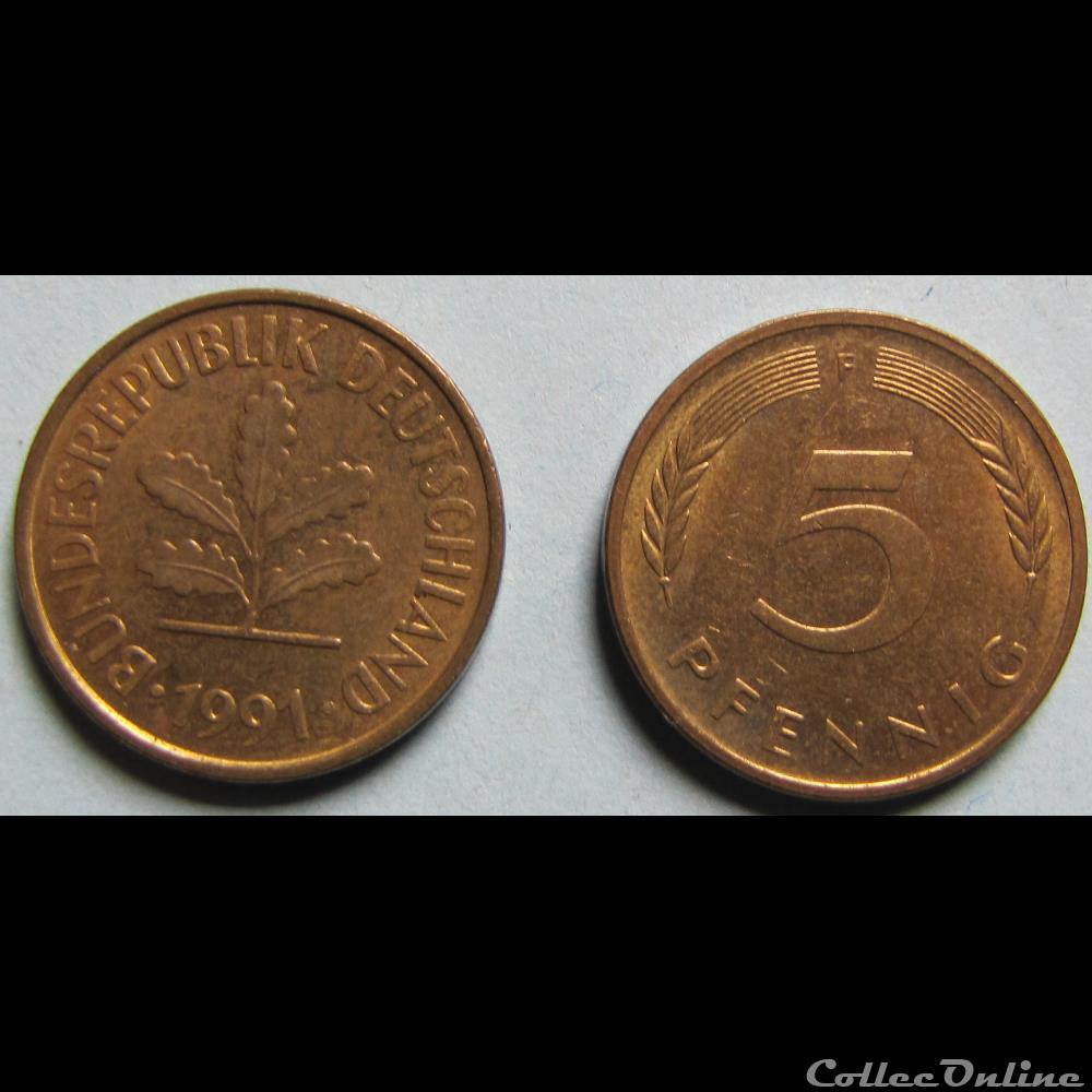 monnaie monde allemagne 5 pfennig 1991