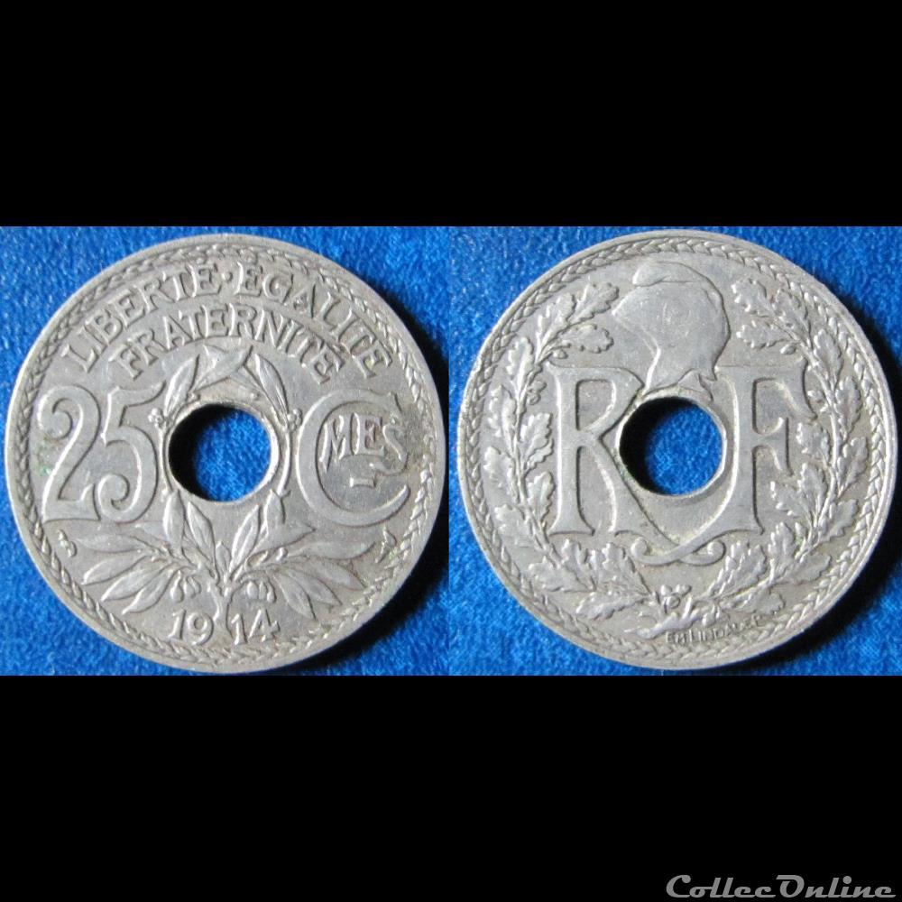 monnaie france moderne 25 centimes lindauer souligne 1914