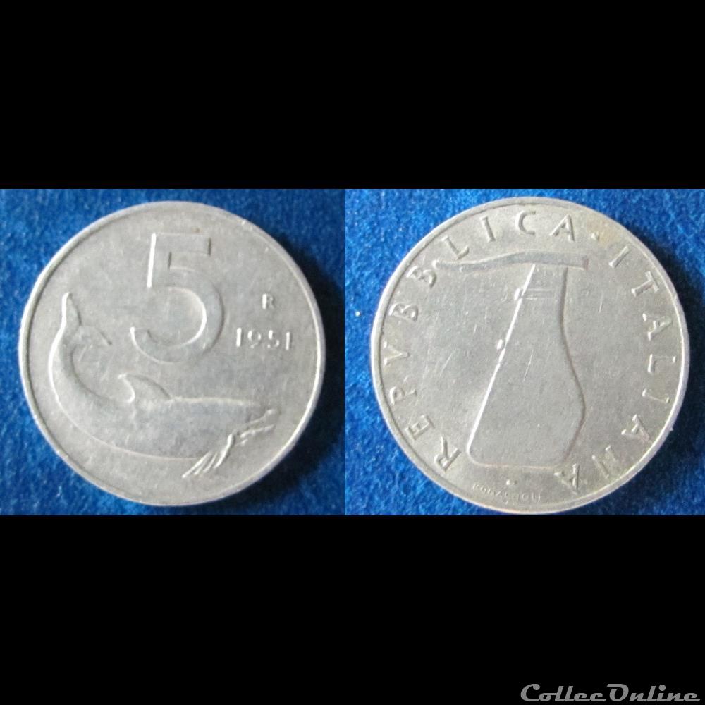 monnaie monde italie 5 lires 1951