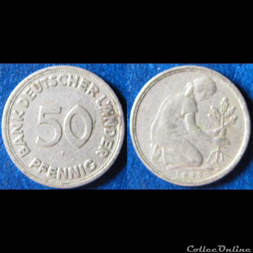 50 pfennig 1949 monnaie monde allemagne 50 pfennig 1949