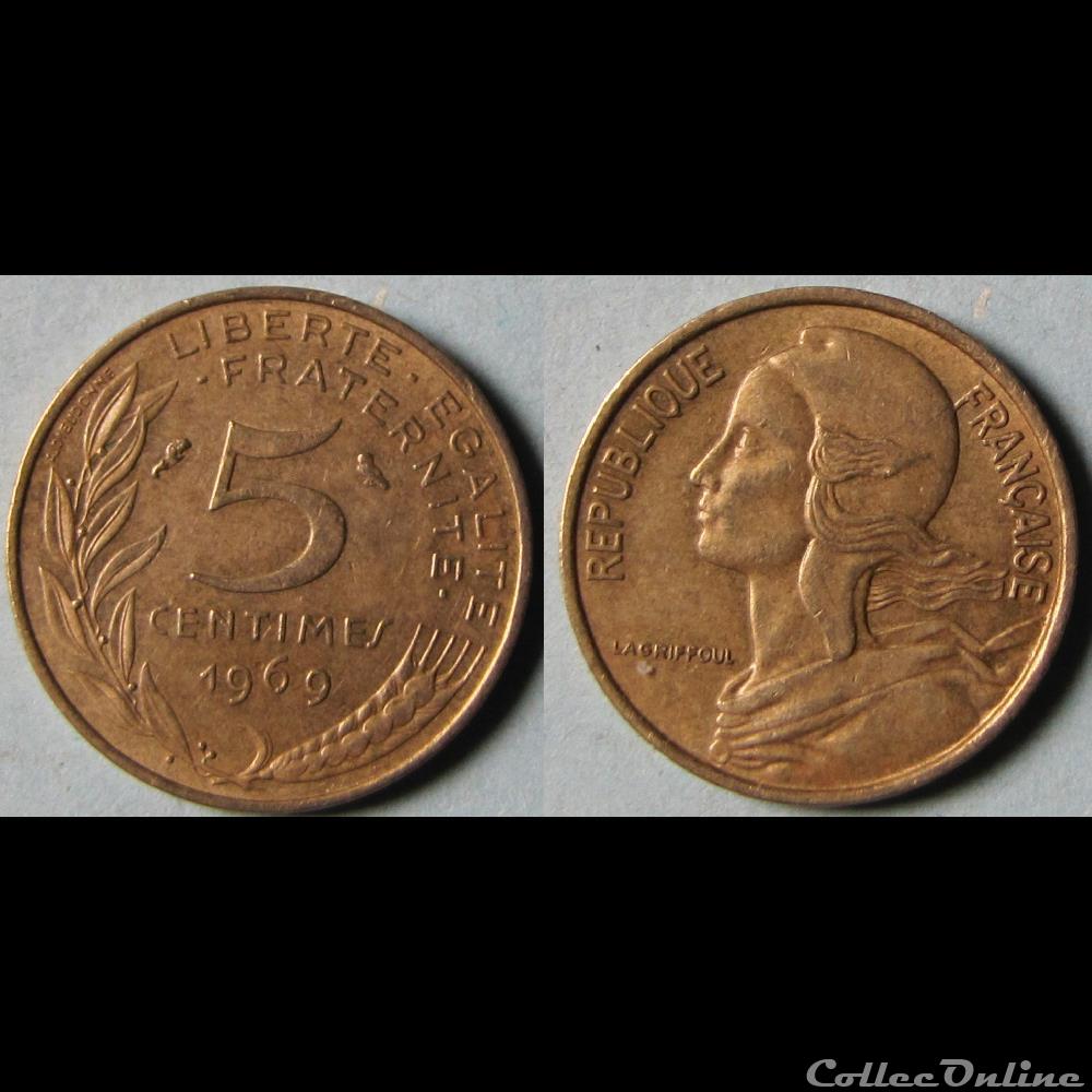monnaie france moderne 5 centimes marianne 1969