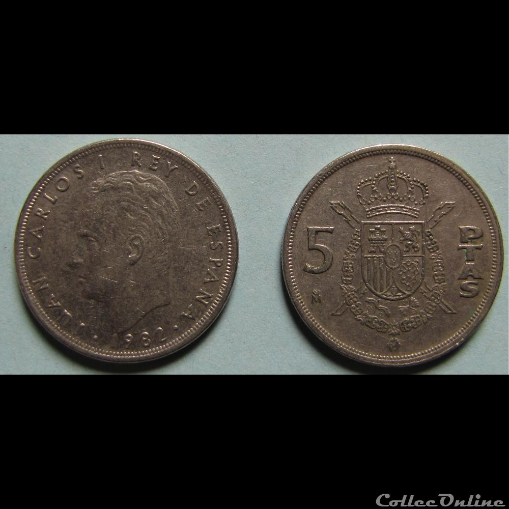 5 pesetas Juan Carlos I, M couronné 1982 monnaie monde espagne 5 pesetas juan carlos i m couronne 1982