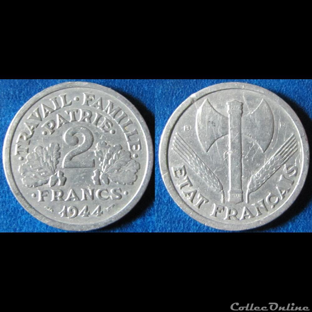2 francs Francisque 1944 B monnaie france moderne 2 francs francisque 1944 b