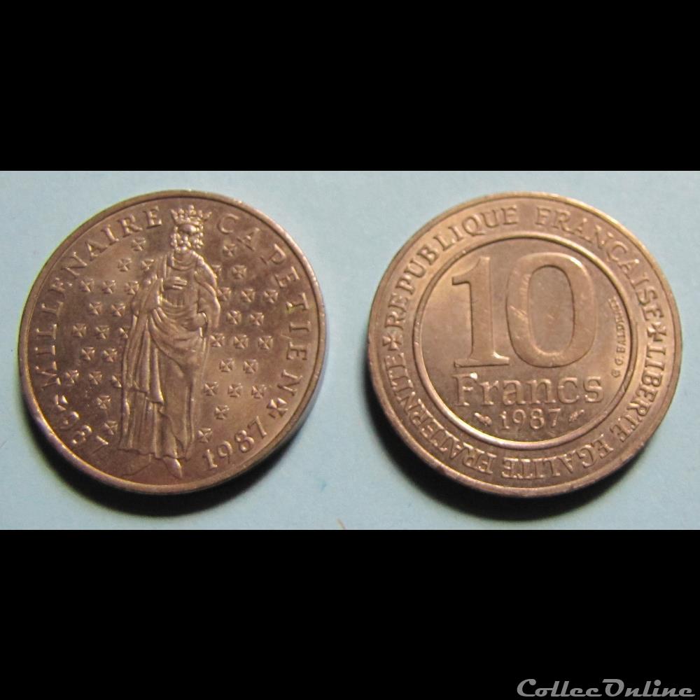 monnaie france moderne 10 francs millenaire capetien 1987