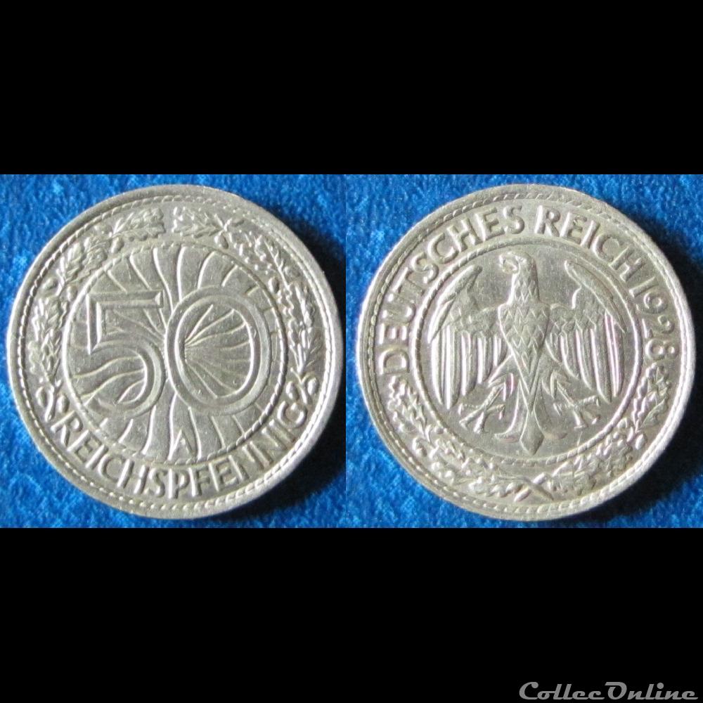 50 reichspfennig 1928 A monnaie monde allemagne 50 reichspfennig 1928 a