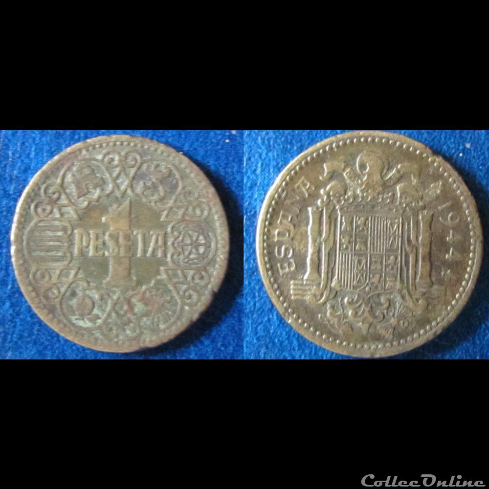 1 peseta Une 1944 monnaie monde espagne 1 peseta une 1944
