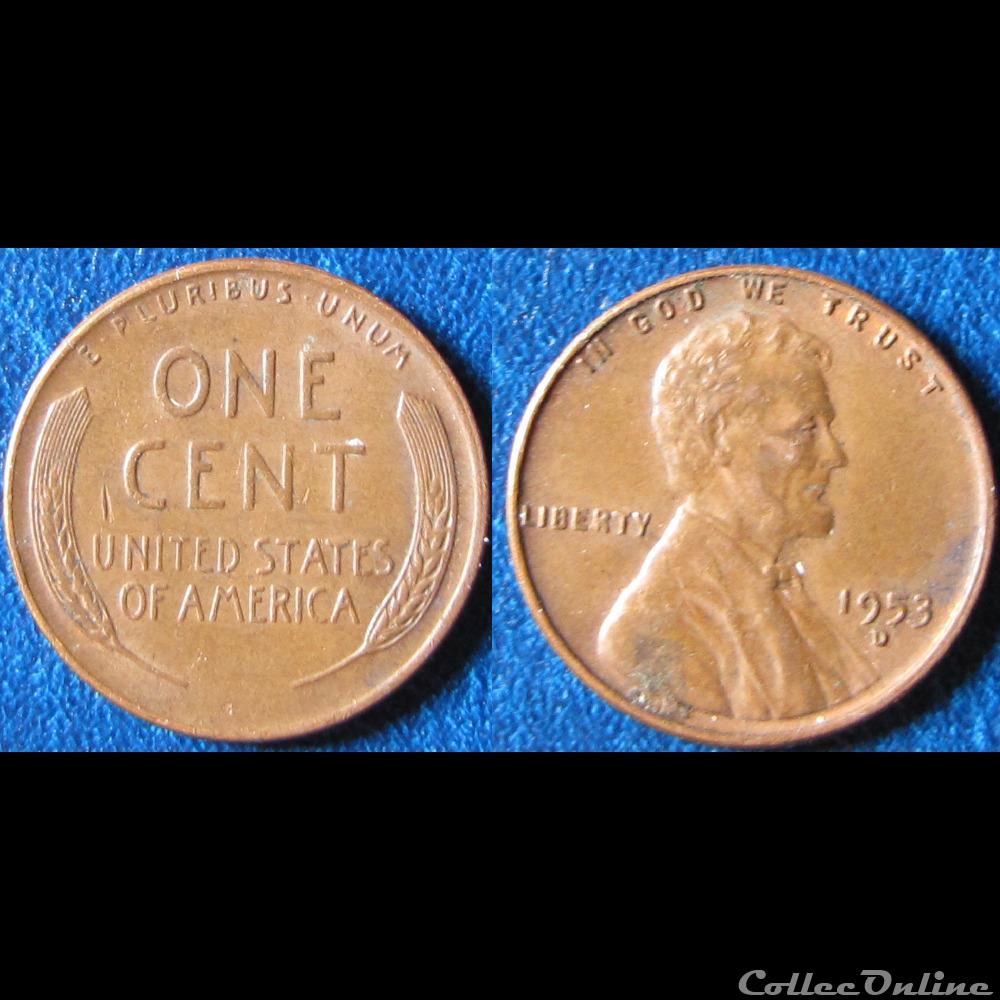 1 cent Lincoln (wheat penny) 1953 D monnaie monde etat uni 1 cent lincoln wheat penny 1953 d