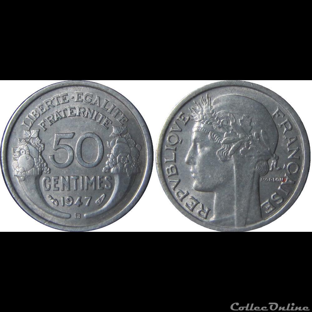 50 centimes Morlon (légère) 1947 B monnaie france moderne 50 centimes morlon legere 1947 b