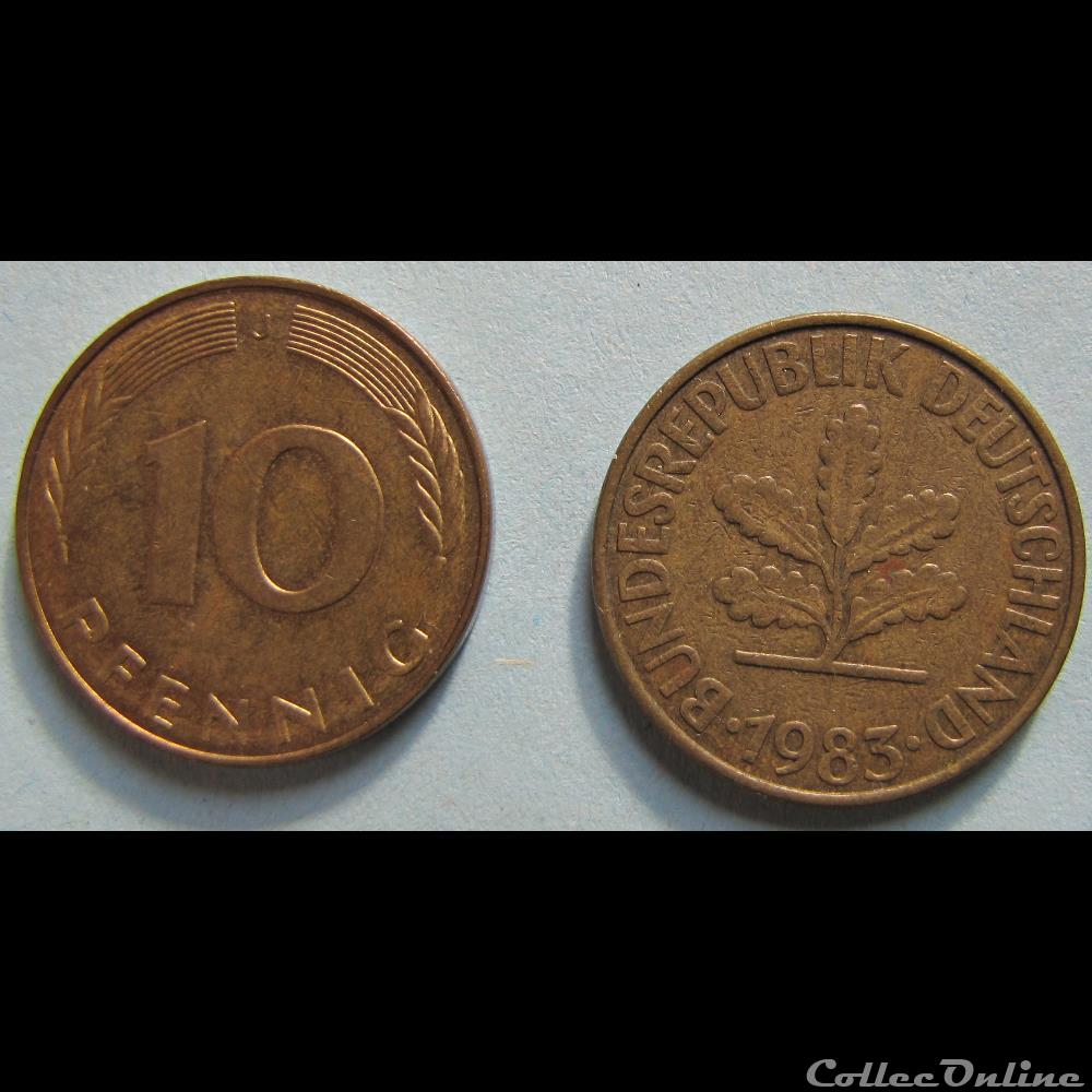 10 pfennig 1983 J monnaie monde allemagne 10 pfennig 1983 j