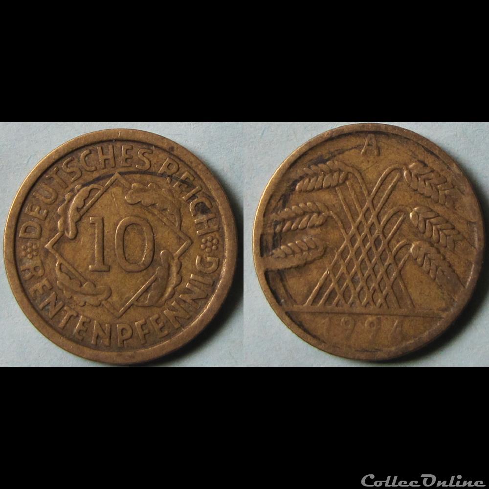10 retenpfennig 1924 A monnaie monde allemagne 10 retenpfennig 1924 a