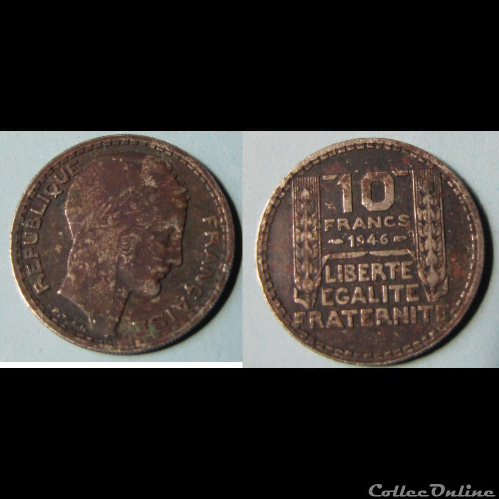 10 francs TURIN, grosse tête, rameaux courts 1946 monnaie france moderne 10 francs turin grosse tete rameaux courts 1946