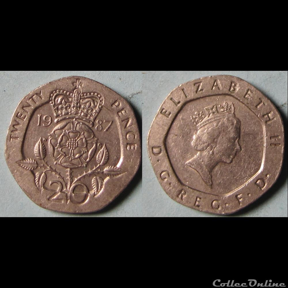 20 pence Elizabeth II (3ème effigie) 1987 monnaie monde royaume uni 20 pence elizabeth ii 3eme effigie 1987