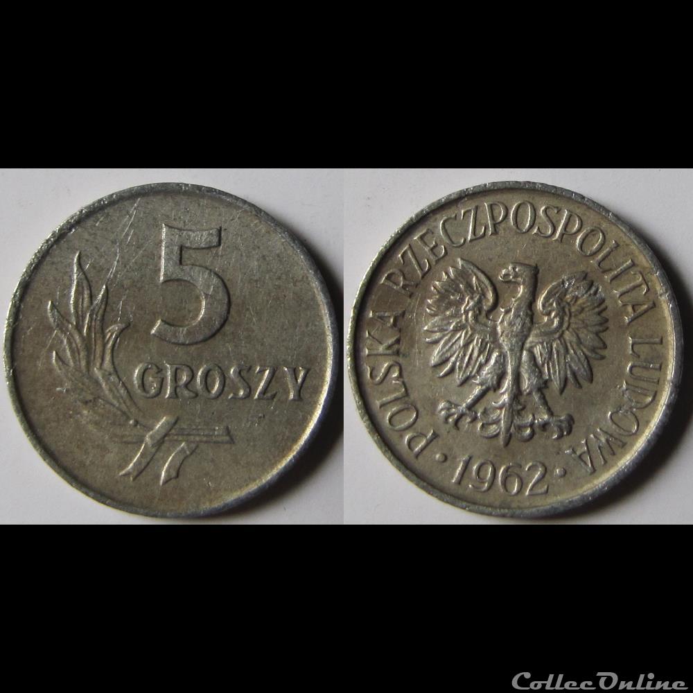 5 groszy 1962 monnaie monde pologne 5 groszy 1962