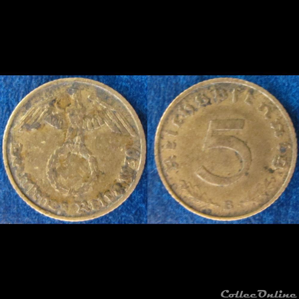 5 reichspfennig (bronze-aluminium) 1939 B monnaie monde allemagne 5 reichspfennig bronze aluminium 1939 b