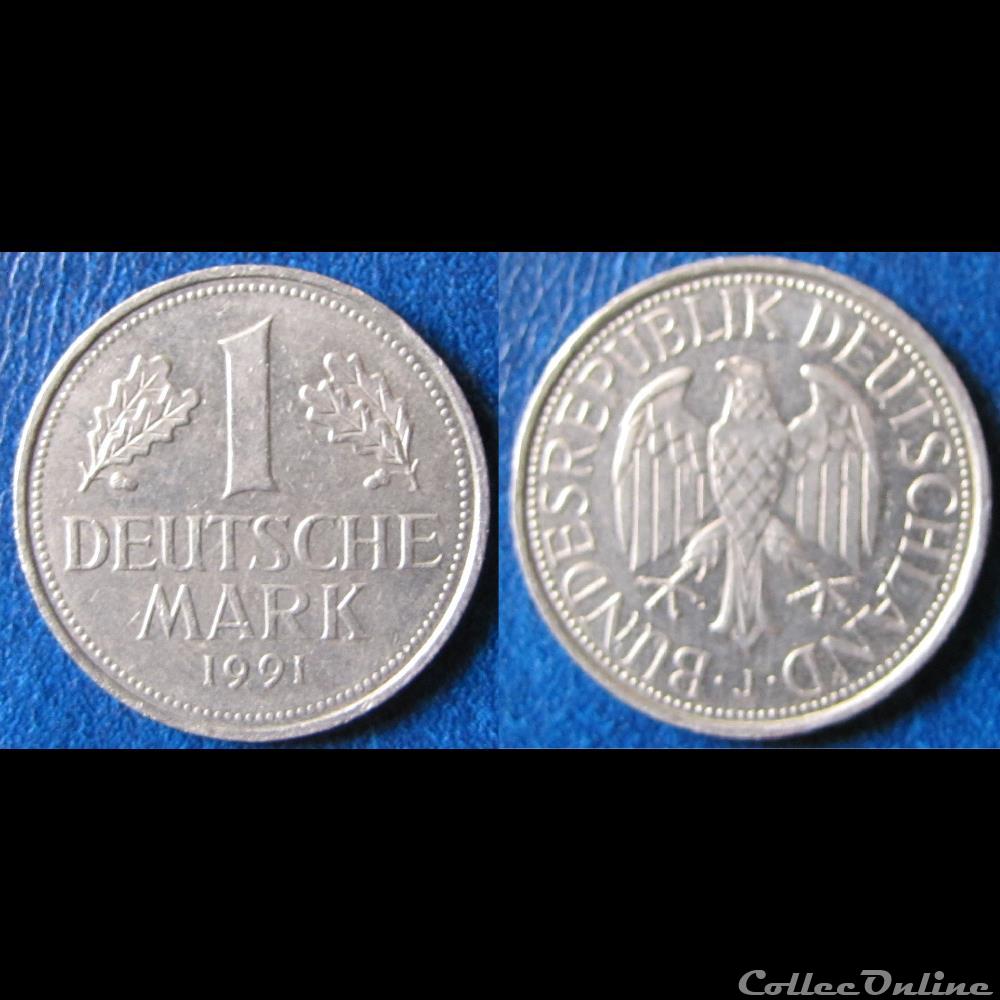 1 Deutsche mark 1991 J monnaie monde allemagne 1 deutsche mark 1991 j
