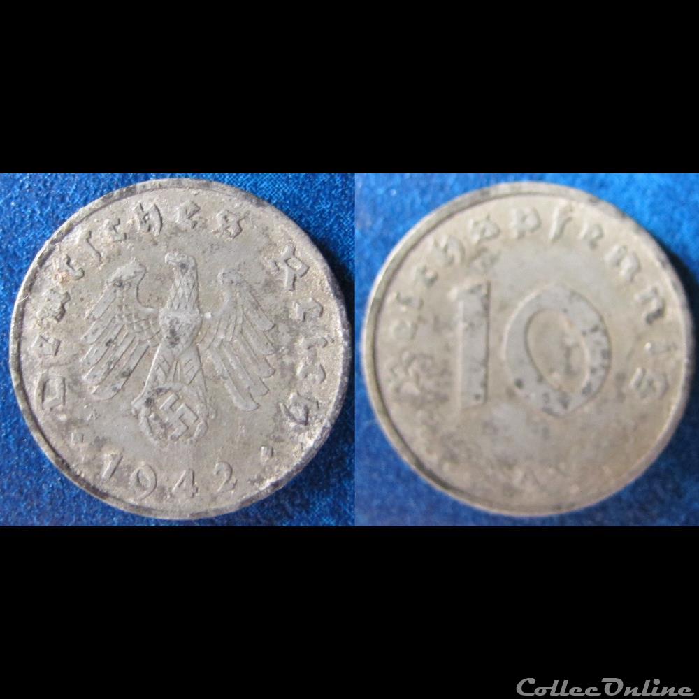 10 reichspfennig (zinc) 1942 A monnaie monde allemagne 10 reichspfennig zinc 1942 a