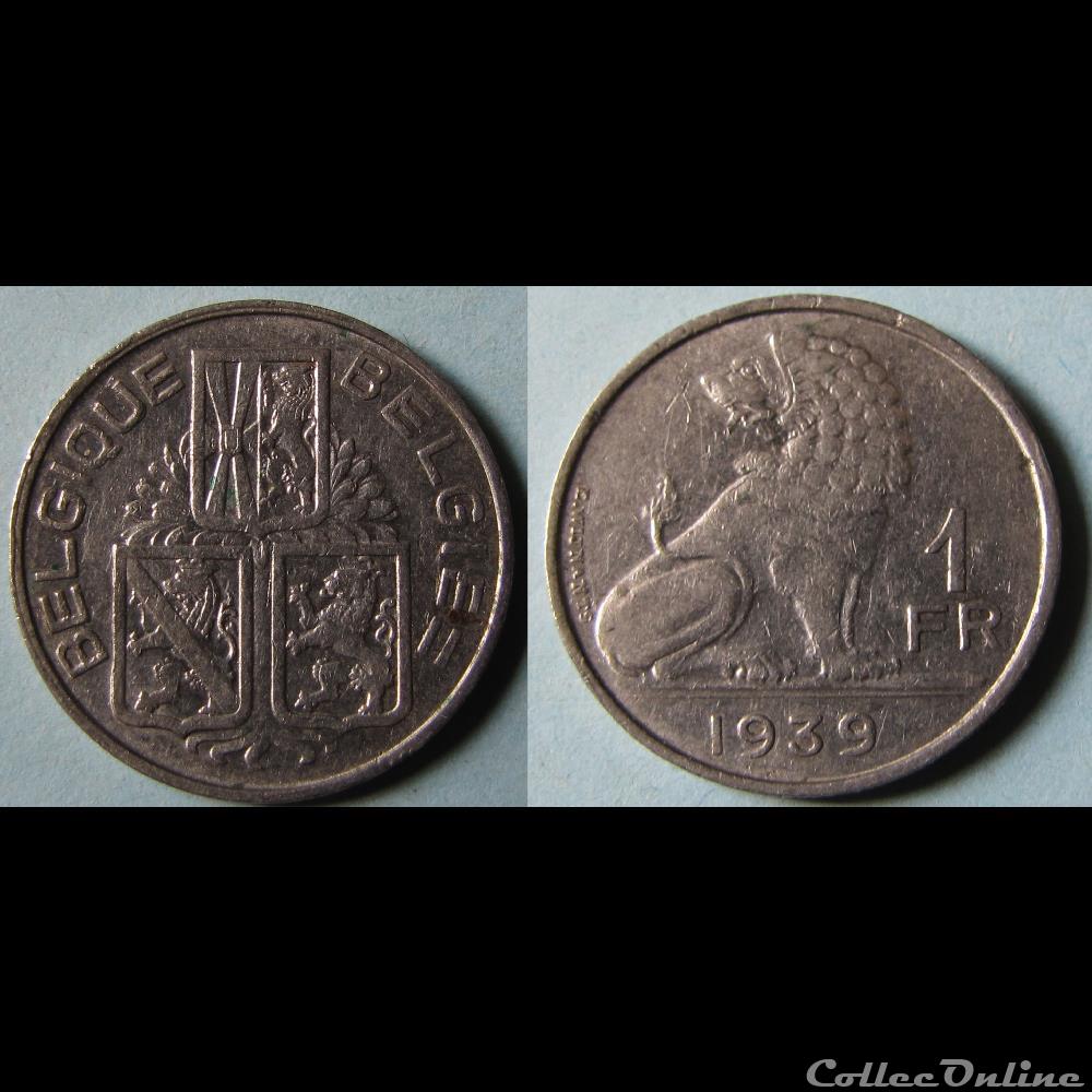 1 franc LEOPOLD III (fr) 1939 monnaie monde belgique 1 franc leopold iii fr 1939