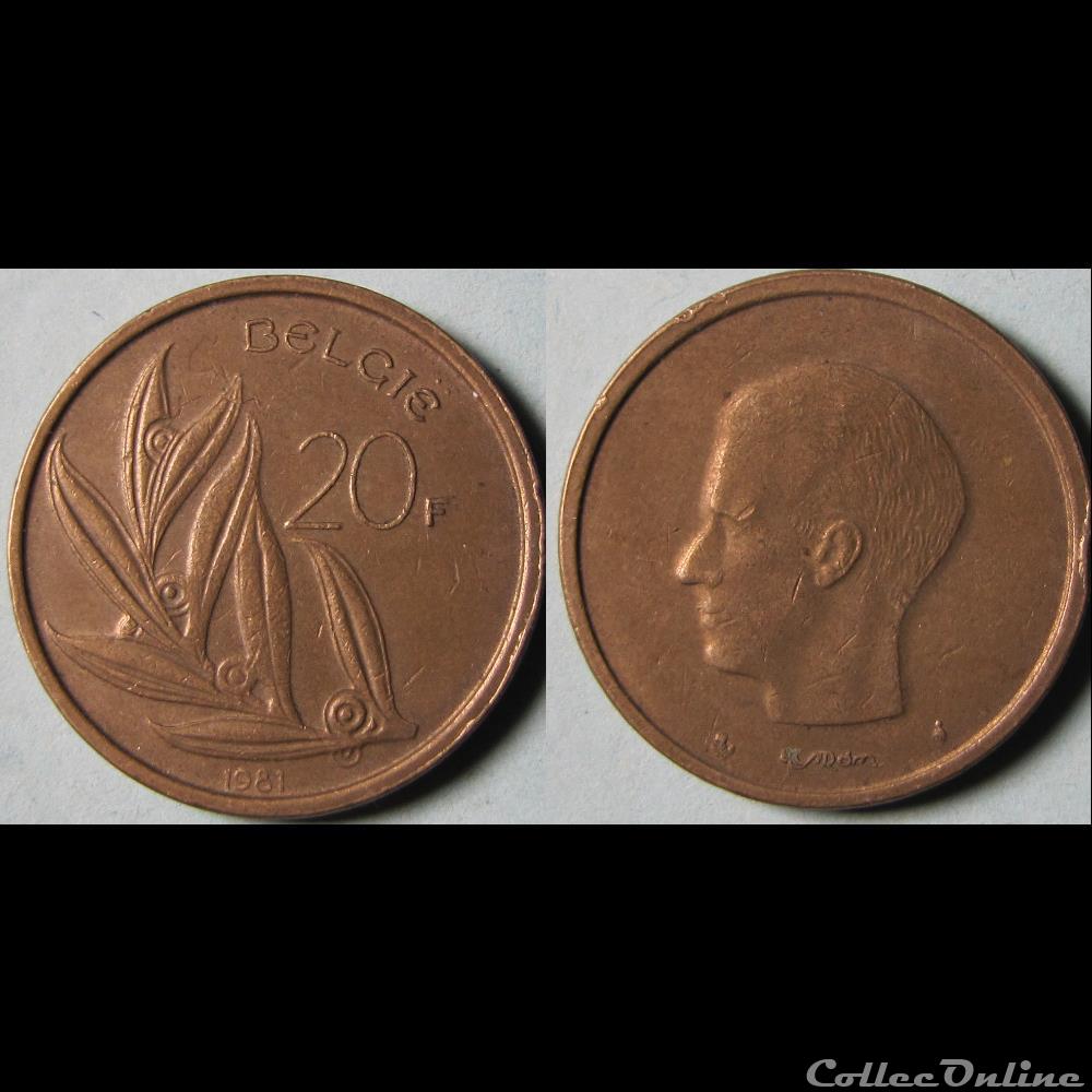 20 francs Baudouin Ier (nr) 1981 monnaie monde belgique 20 francs baudouin ier nr 1981