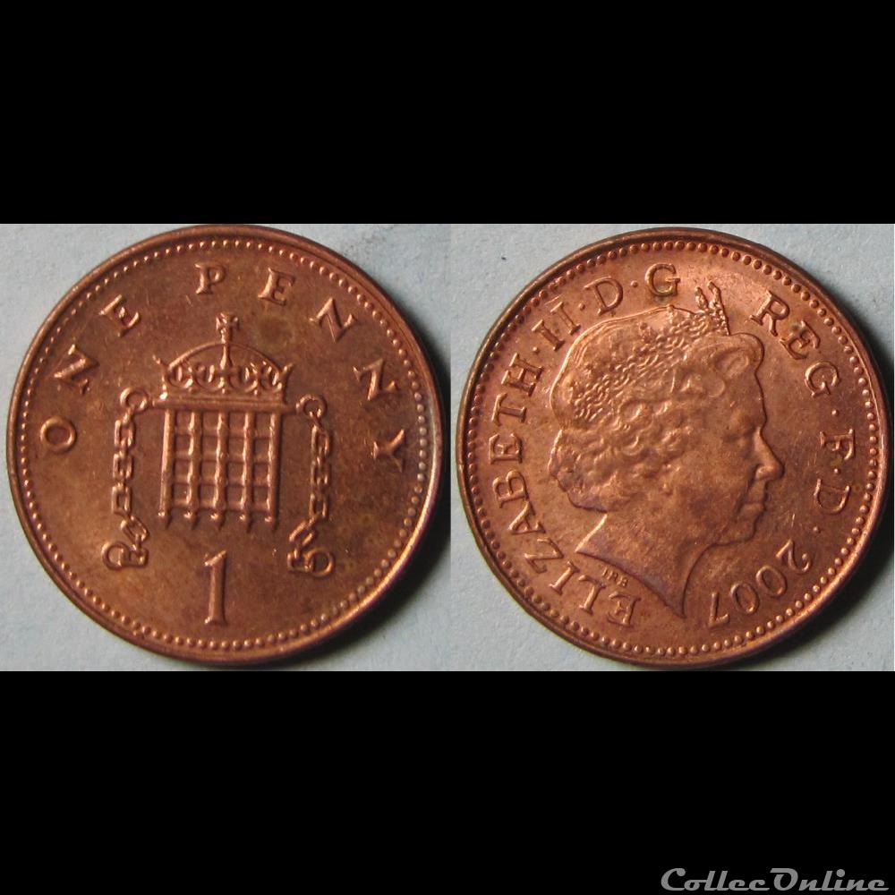 1 penny Elizabeth II (4ème effigie, acier plaqué) 2007 monnaie monde royaume uni 1 penny elizabeth ii 4eme effigie acier plaque 2007