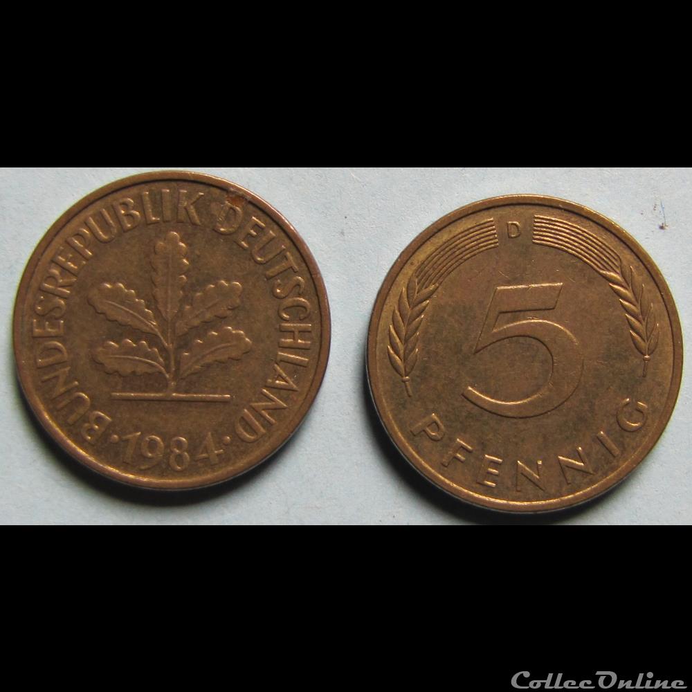 5 pfennig 1984 D monnaie monde allemagne 5 pfennig 1984 d