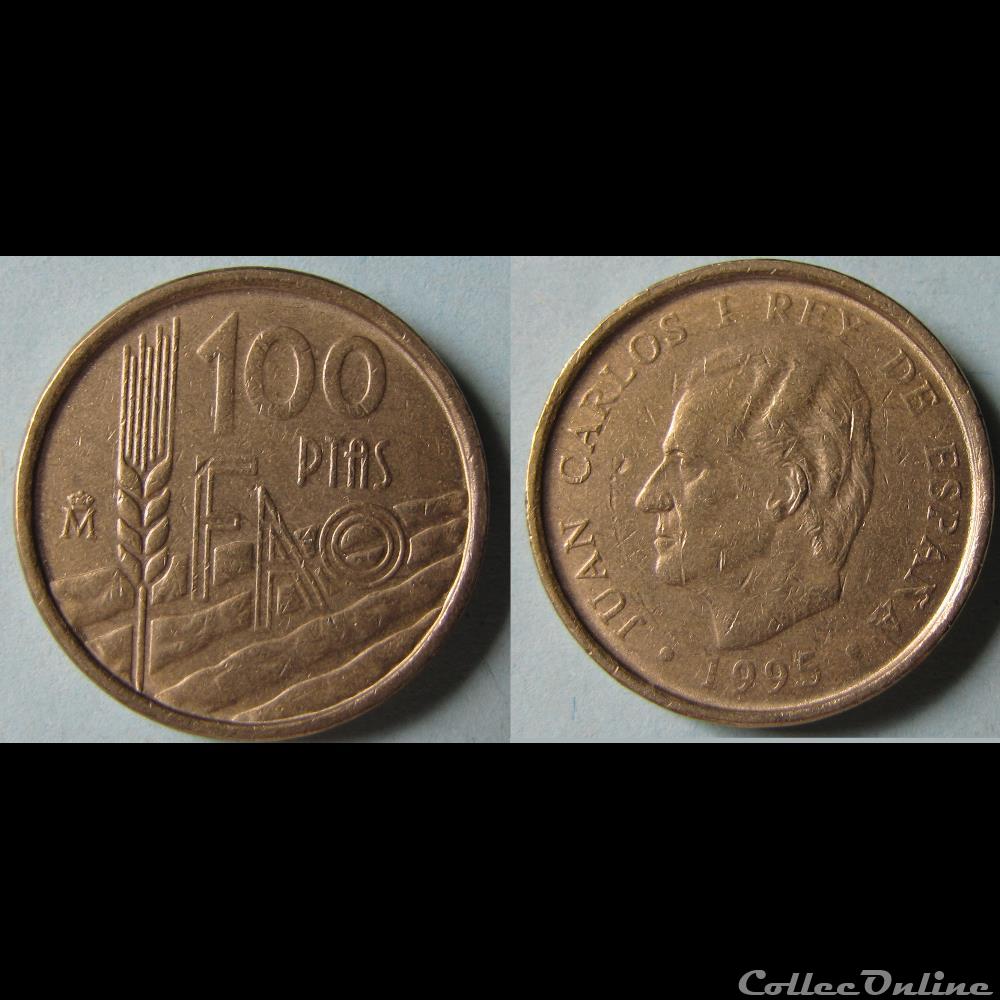 100 pesetas Juans Carlos, FAO 1995 monnaie monde espagne 100 pesetas juans carlos fao 1995