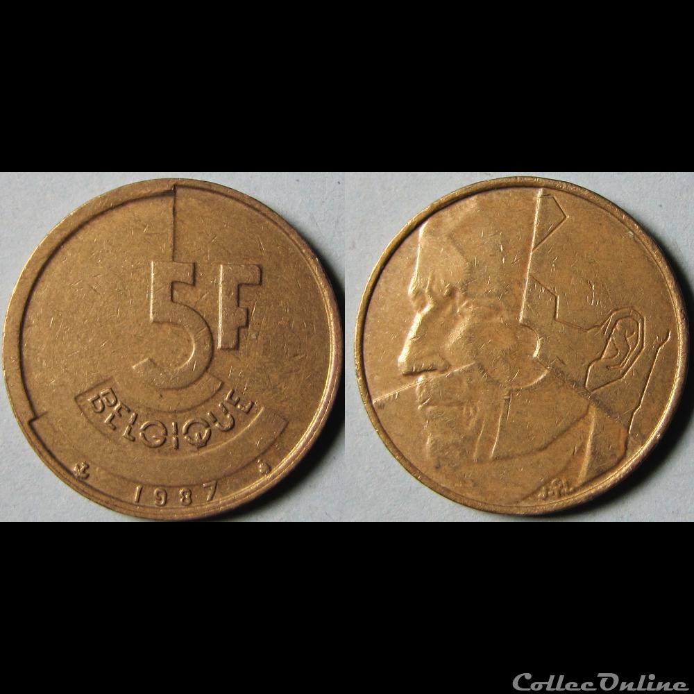 5 francs Baudouin Ier (fr) 1987 monnaie monde belgique 5 francs baudouin ier fr 1987