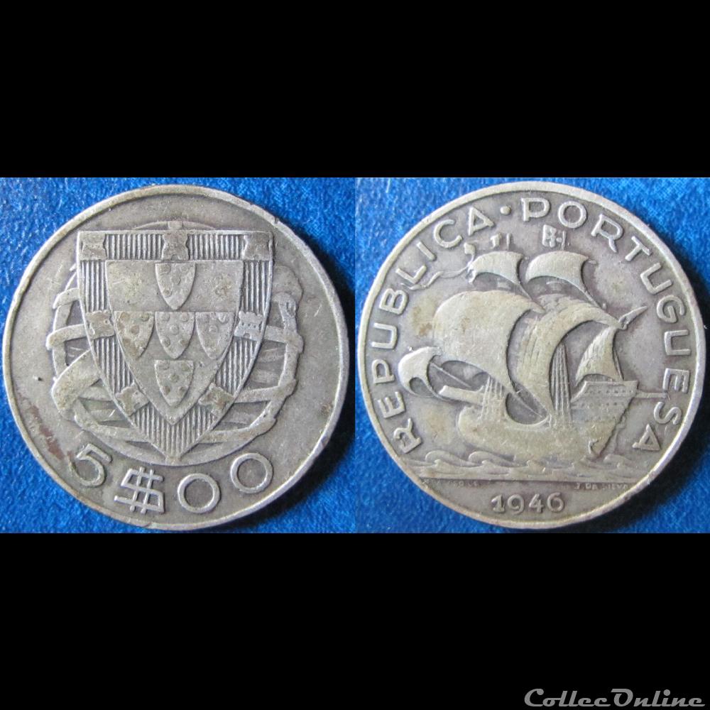 5 escudos 1946 monnaie monde portugal 5 escudos 1946
