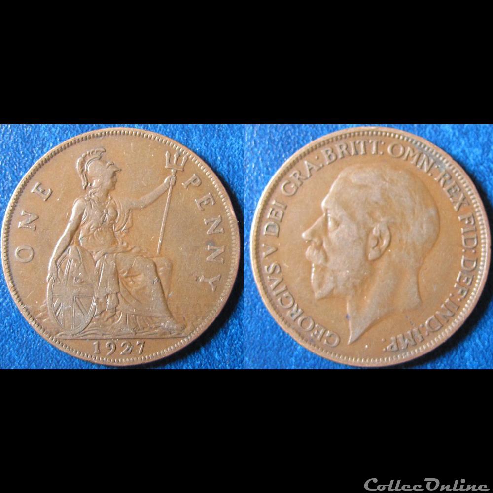 1 penny George V (2ème effigie, grande tête) 1927 monnaie monde royaume uni 1 penny george v 2eme effigie grande tete 1927